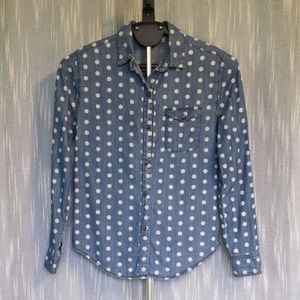 BDG Urban Outfitters Chambray Polka Dot Top S